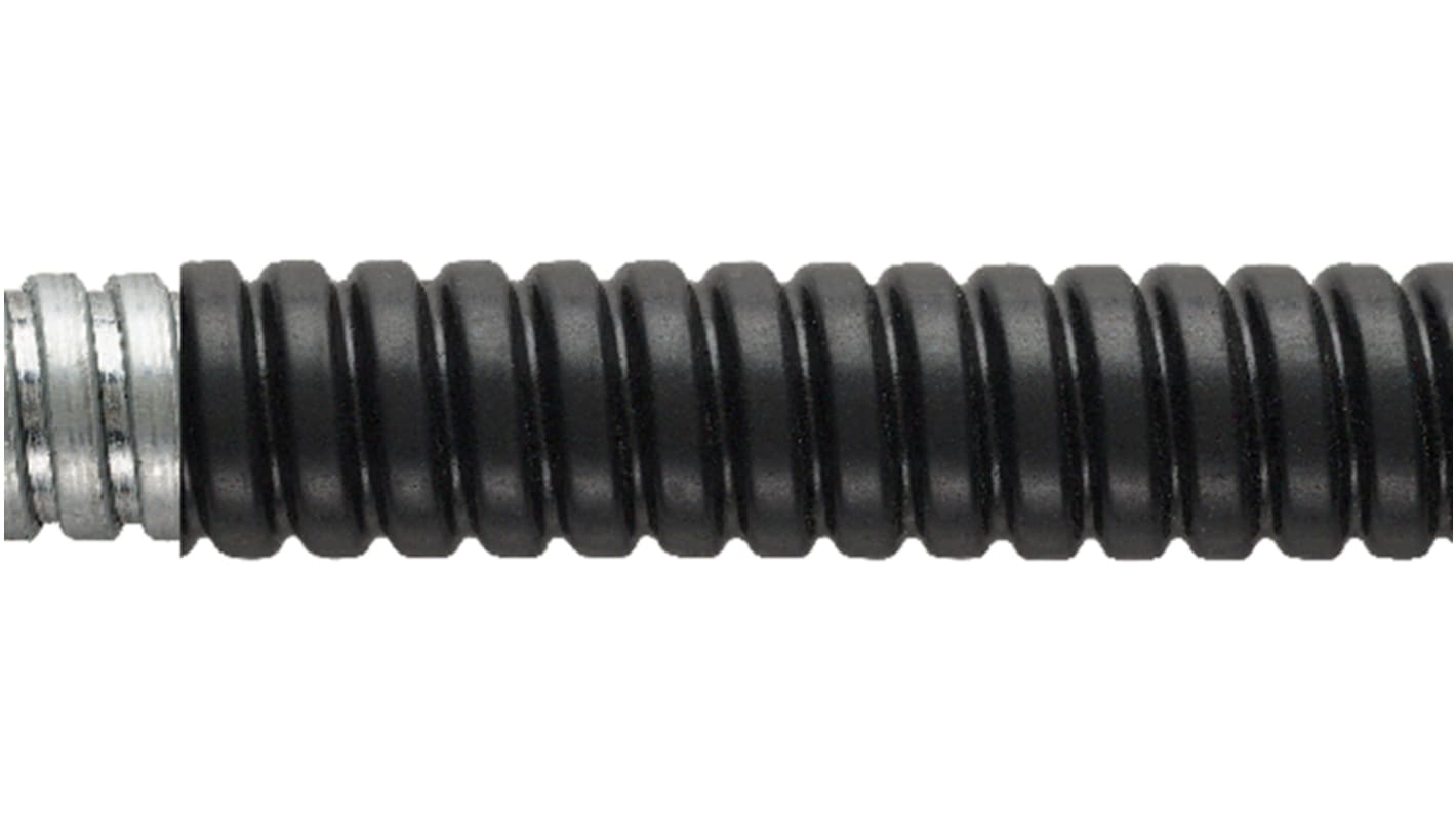 Flexicon Flexible Conduit, 25mm Nominal Diameter, Galvanised Steel, Black
