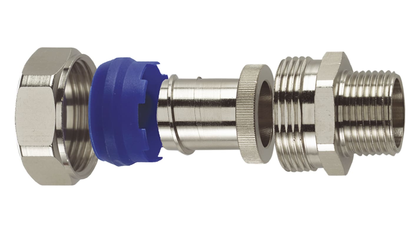 Flexicon Straight, Conduit Fitting, 25mm Nominal Size, M25, Nickel Plated Brass