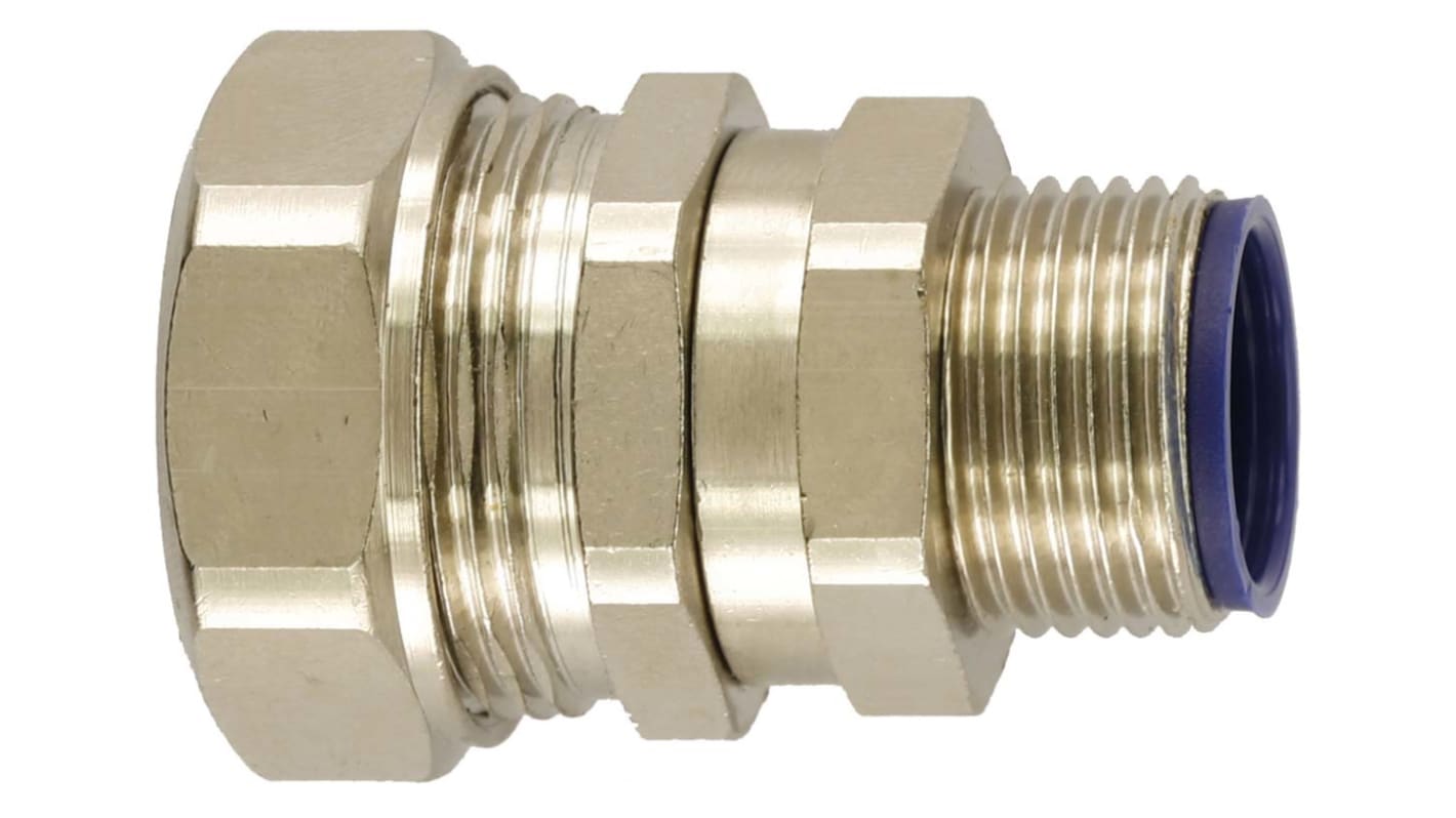 Flexicon Straight, Swivel, Conduit Fitting, 40mm Nominal Size, M40, Brass