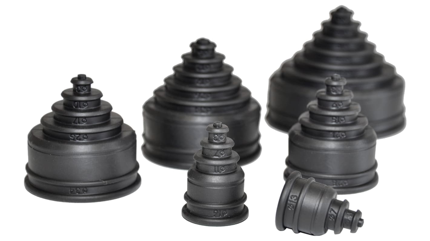 Flexicon Rubber End Cap, Conduit Fitting, 16mm Nominal Size, Thermoplastic Elastomer, Black