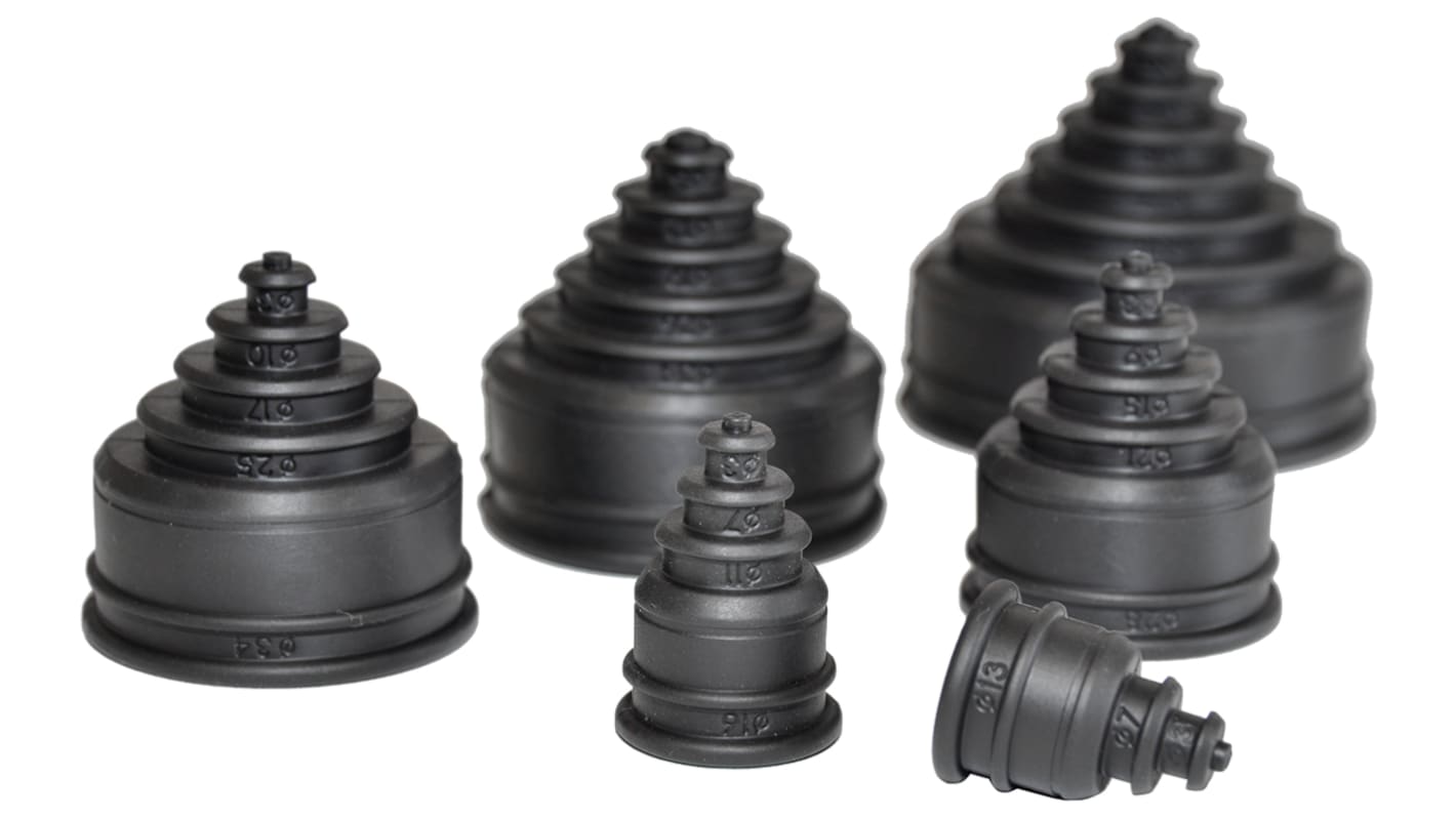 Flexicon Rubber End Cap, Conduit Fitting, 34mm Nominal Size, Thermoplastic Elastomer, Black