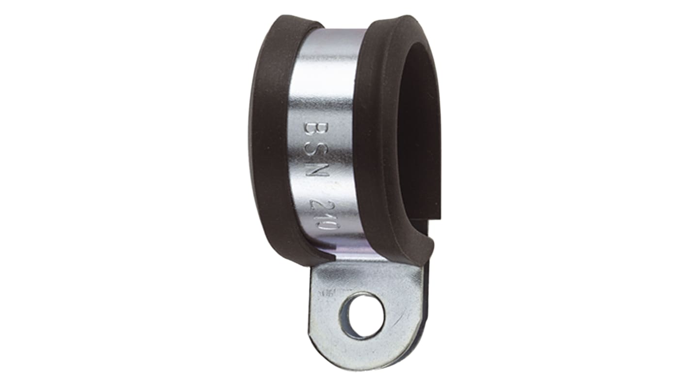 Flexicon P Clip, Conduit Fitting, 10mm Nominal Size, Plated Steel, PVC (Liner)