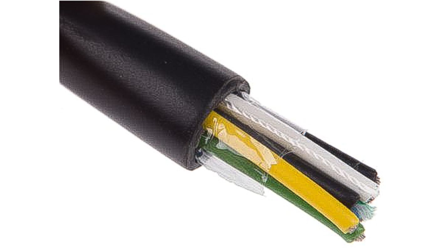 Alpha Wire Xtra-Guard 2 Control Cable, 6 Cores, 0.23 mm², Unscreened, 30m, Black PE Sheath, 24 AWG