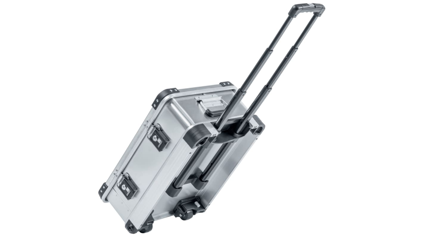 Maleta de transporte Zarges K 424 XC de Aluminio Plateado, dim. ext. 550 x 400 x 233mm, con espuma, con ruedas, 6.3kg