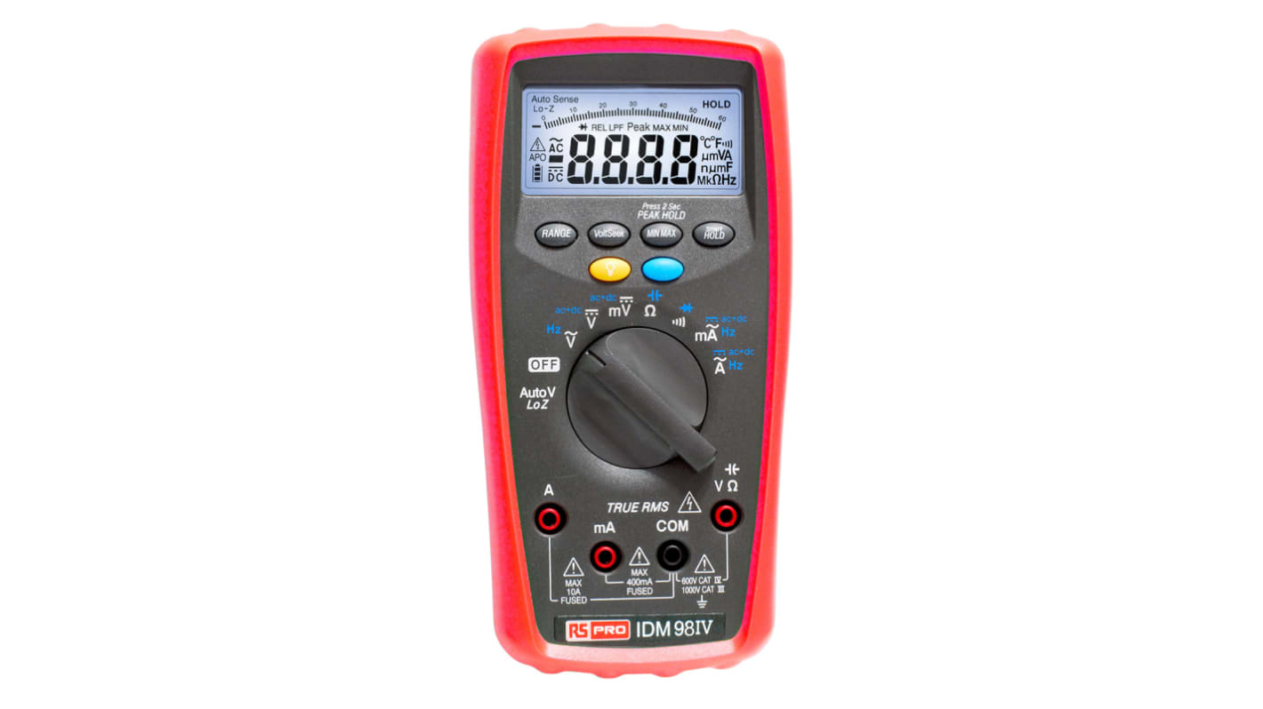 RS PRO IDM98IV Multimeter, 10A ac, 1000V ac, UKAS kalibreret