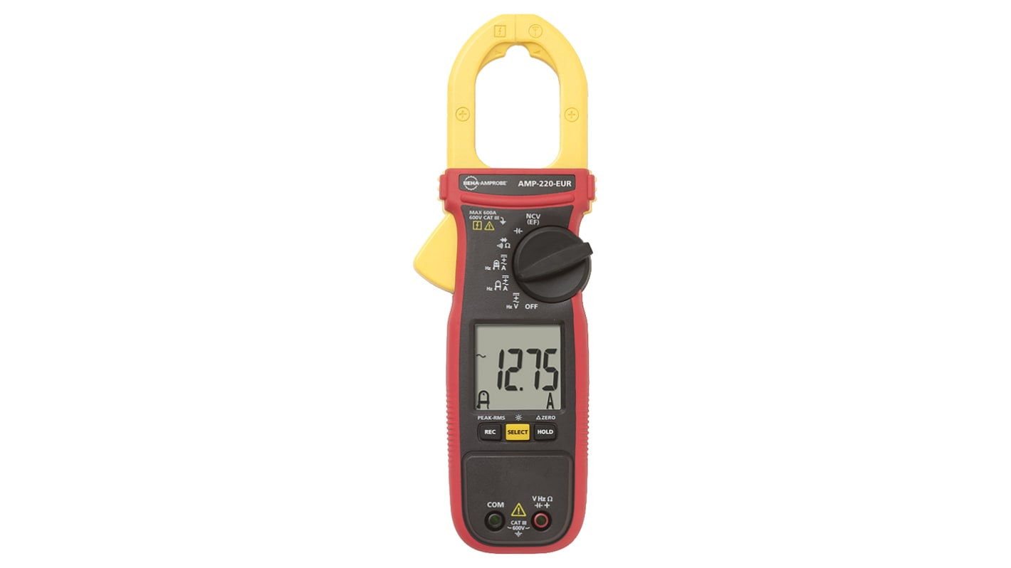 Beha-Amprobe AMP 220 Clamp Meter, 600A dc, Max Current 600A ac CAT III 600V With RS Calibration