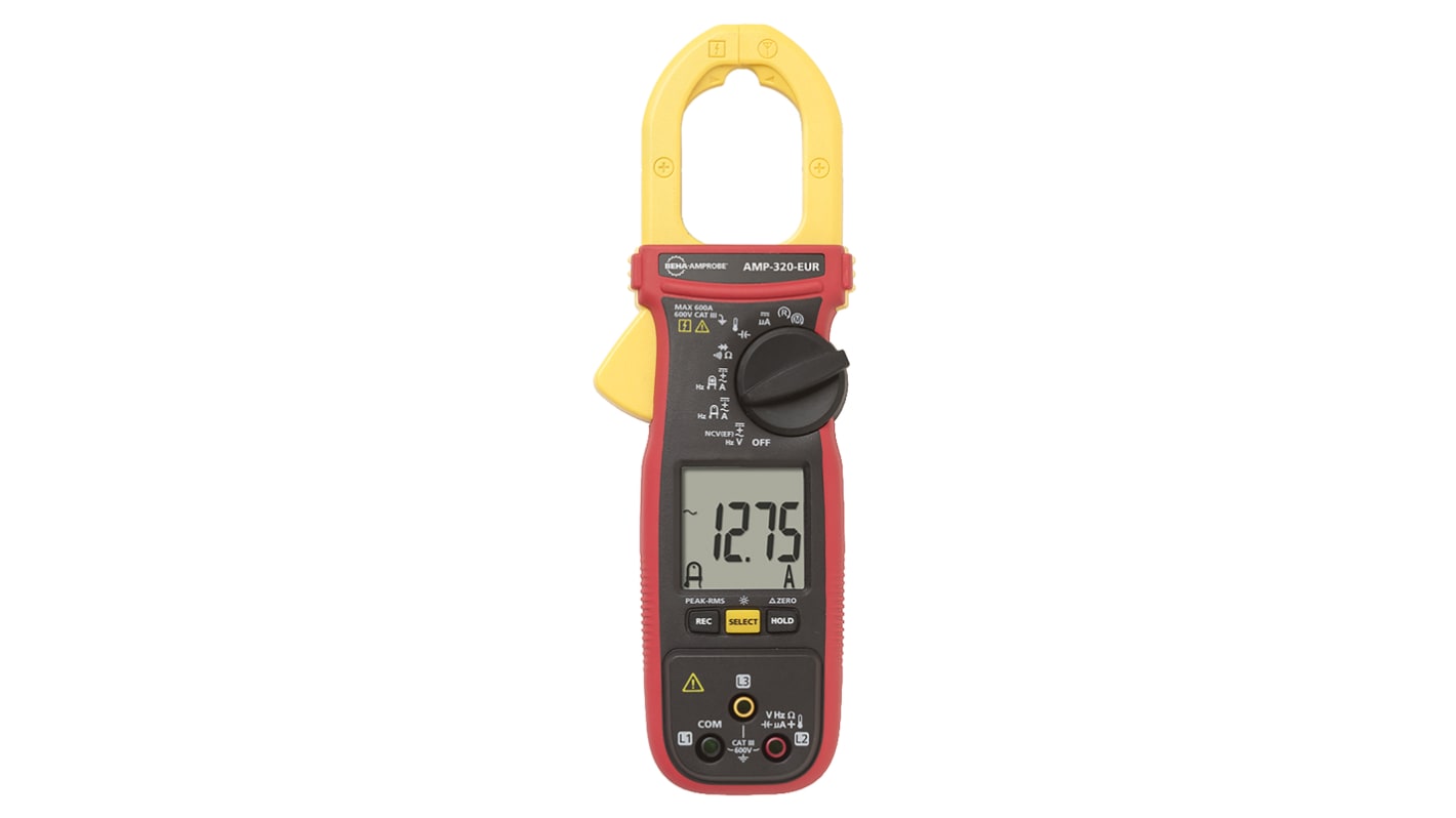 Beha-Amprobe AMP 320 Clamp Meter, 600A dc, Max Current 600A ac CAT III 600V With RS Calibration