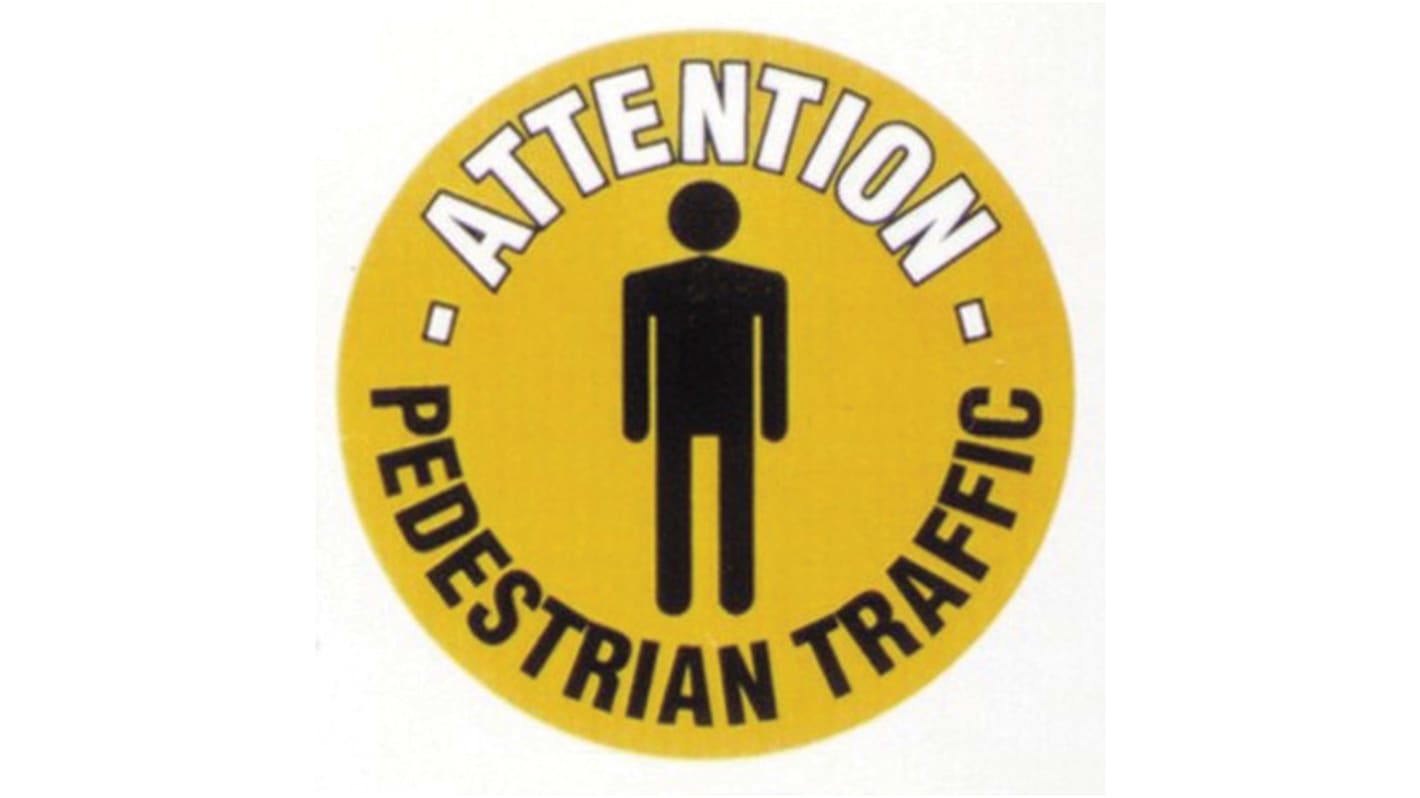 RS PRO 危険警告ラベル Attention - Pedestrian Traffic 英語語 PVC 黄 エリアハザード フロアサイン