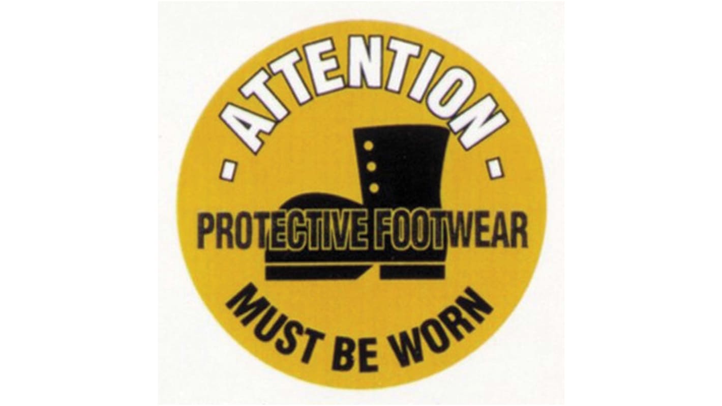RS PRO PVC Mandatory PROTECTIVE FOOTWEAR MUST BE WORN Sign With English