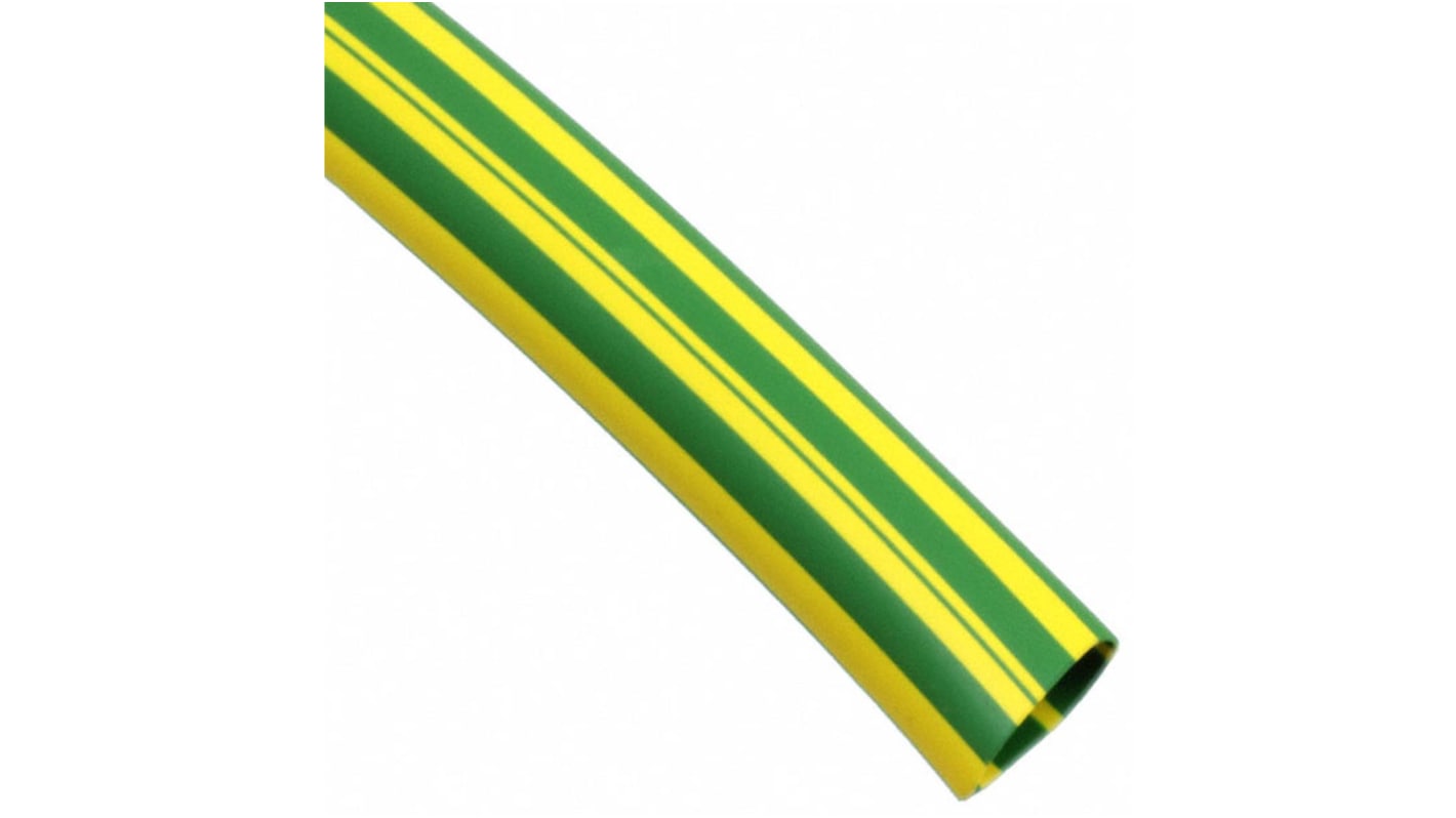 TE Connectivity Halogen Free Heat Shrink Tubing, Green/Yellow 10mm Sleeve Dia. 2:1 Ratio, DCPT Series