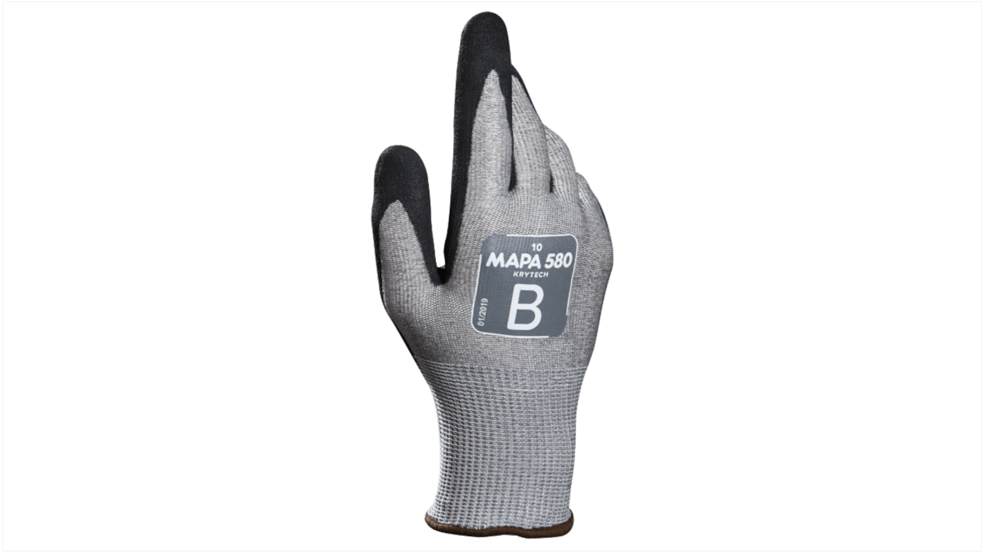 Mapa KRYTECH 580 Grey HPPE Cut Resistant Work Gloves, Size 10, Large, Nitrile Coating