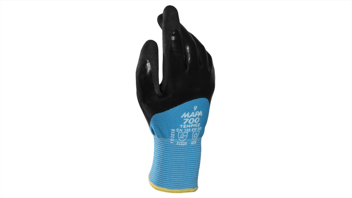 Mapa TEMP-ICE 700 Blue Nitrile Thermal Work Gloves, Size 8, Nitrile Coating