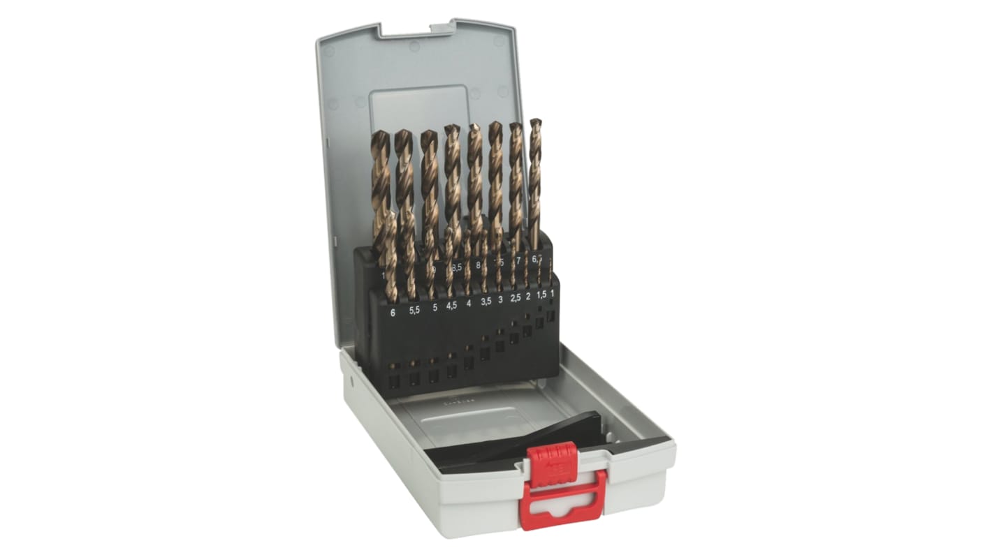 Bosch 19-Piece Twist Drill Bit Set for Metal, 10mm Max, 1mm Min, HSS-Co Bits