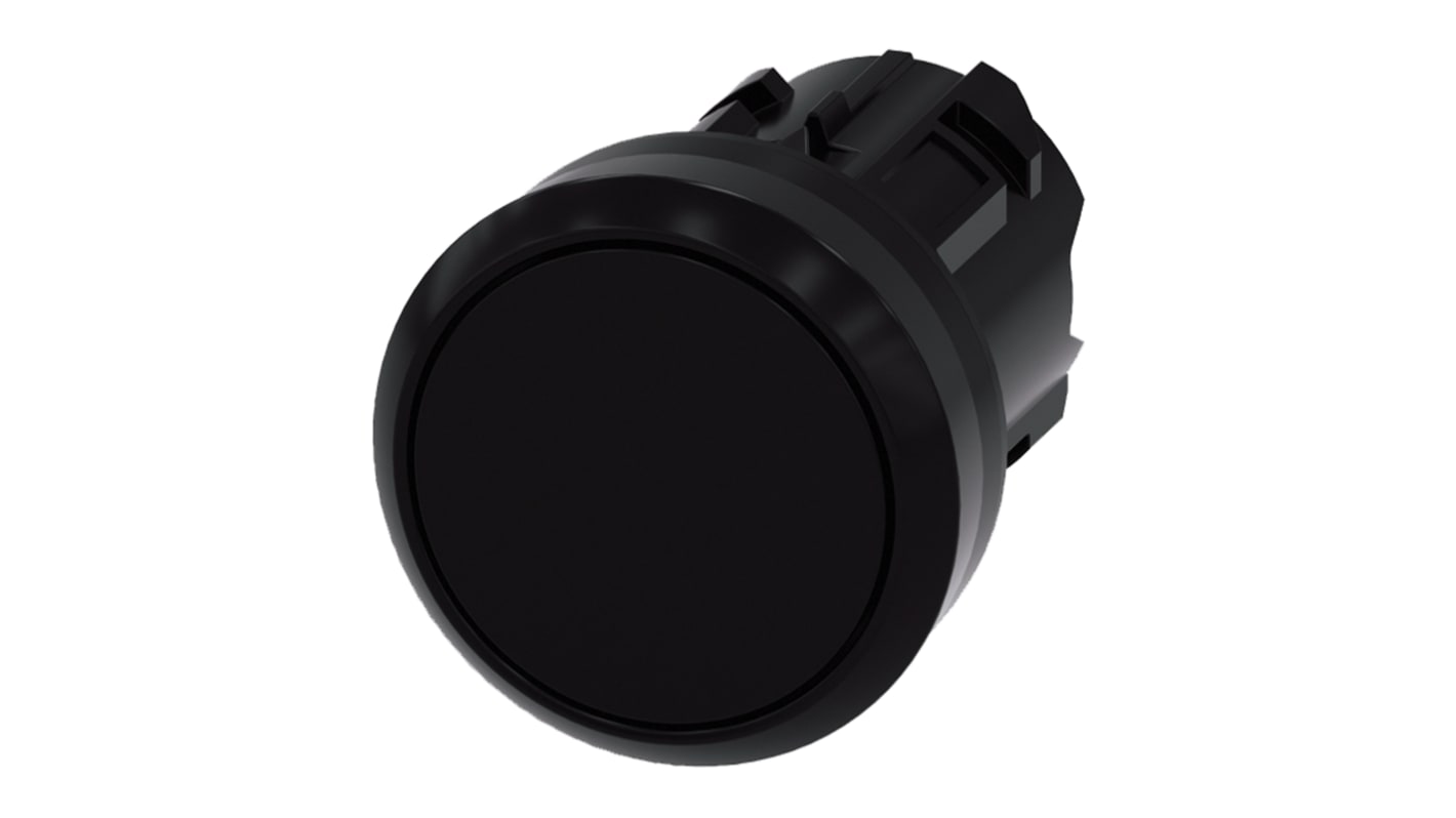 Cabezal de pulsador Siemens serie SIRIUS ACT, Ø 22mm, de color Negro, Enclavamiento, IP66, IP67, IP69K