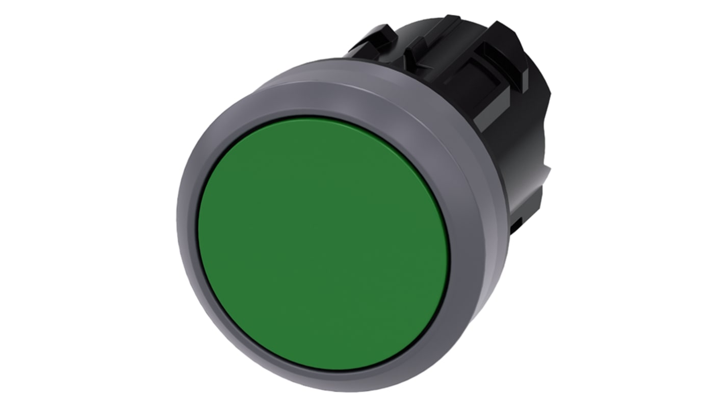 Tête de bouton poussoir Siemens, SIRIUS ACT Vert, Ø découpe 22mm, Accrochage