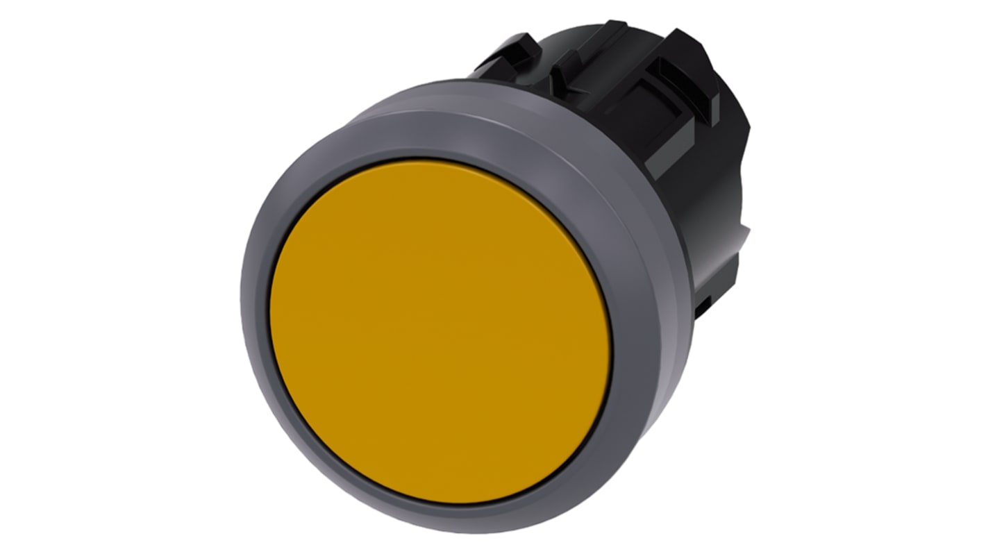 Cabezal de pulsador Siemens serie SIRIUS ACT, Ø 22mm, de color Amarillo, Momentáneo, IP66, IP67, IP69K