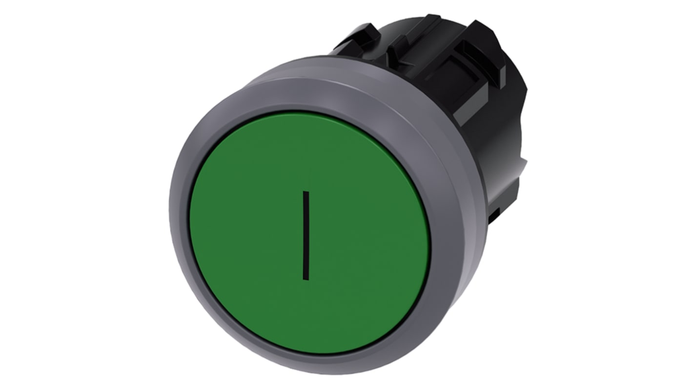 Tête de bouton poussoir Siemens, SIRIUS ACT Vert, Ø découpe 22mm, Momentané