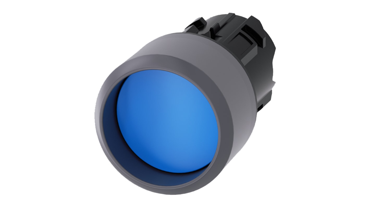 Cabezal de pulsador Siemens serie SIRIUS ACT, Ø 22mm, de color Azul, Momentáneo, IP66, IP67, IP69K