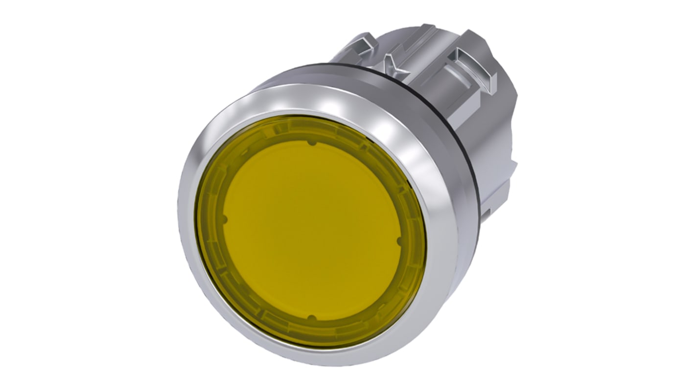 Cabezal de pulsador Siemens serie SIRIUS ACT, Ø 22mm, de color Amarillo, Momentáneo, IP66, IP67, IP69K