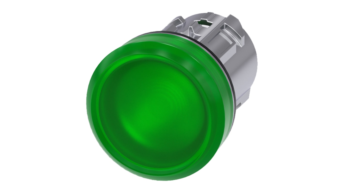 Tête de voyant lumineux Vert Siemens, série SIRIUS ACT, diam. découpe 22mm, IP69K