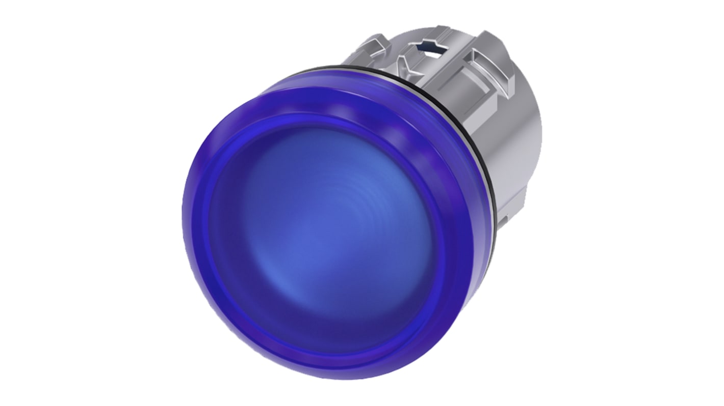 Tête de voyant lumineux Bleu Siemens, série SIRIUS ACT, diam. découpe 22mm, IP69K