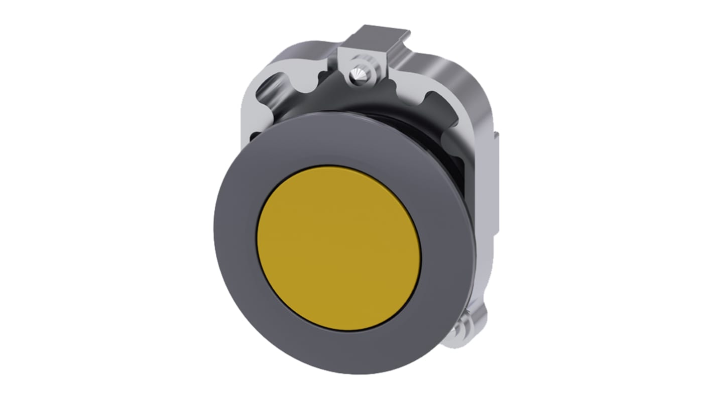 Siemens SIRIUS ACT Series Yellow Latching Push Button Head, 30mm Cutout, IP66, IP67, IP69K