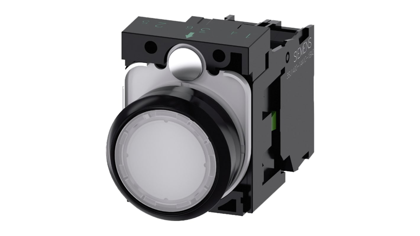 Siemens SIRIUS ACT Series Illuminated Push Button Complete Unit, Panel Mount, 22mm Cutout, SPST