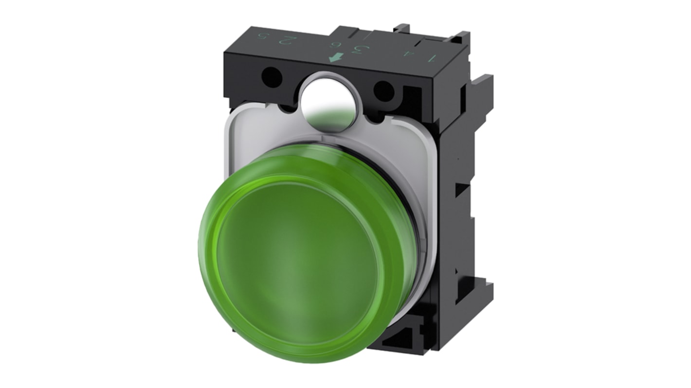 3SU11066AA401AA0 Siemens, SIRIUS ACT, Panel Mount Green LED Pilot