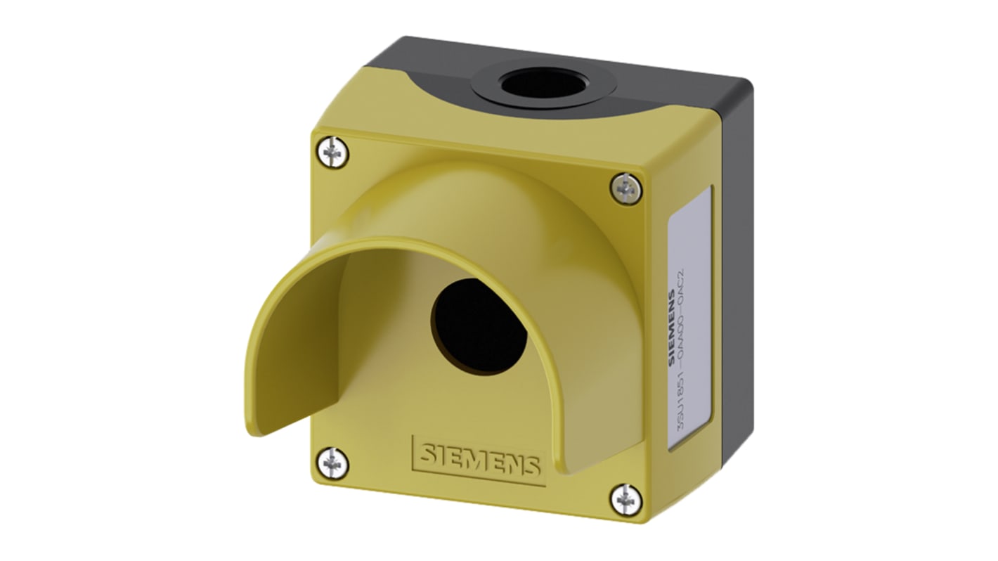 Siemens SIRIUS ACT Drucktaster-Gehäuse, 1 x Ø 22mm, 85 x 85 x 112.5mm, Gelb, Metall