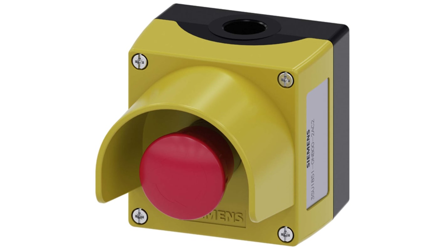 Siemens 3SU1 Series Twist Release Emergency Stop Push Button, Surface Mount, 2NC, IP66, IP67, IP69K