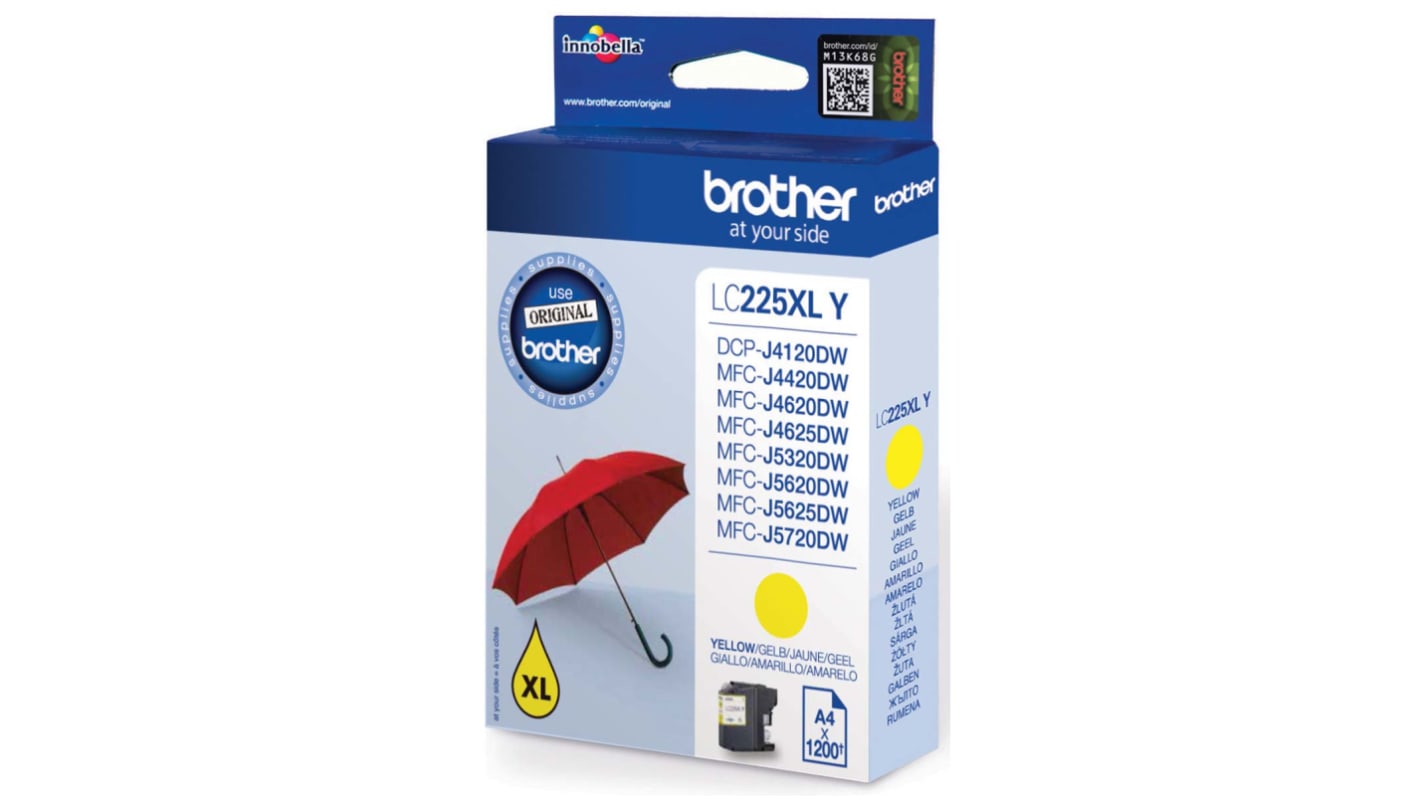 Cartouche d'encre Brother LC225XL Jaune, pour MFC-J4320DW / MFC-J4420DW / MFC-J4620DW / MFC-J4625DW / MFC-J5520DW /