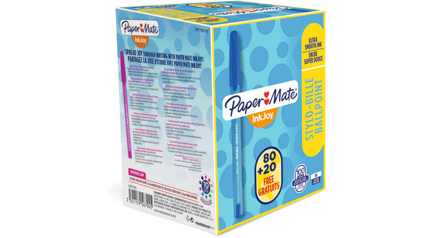 Paper Mate Blue Ball Point Pen, 1 mm Tip Size