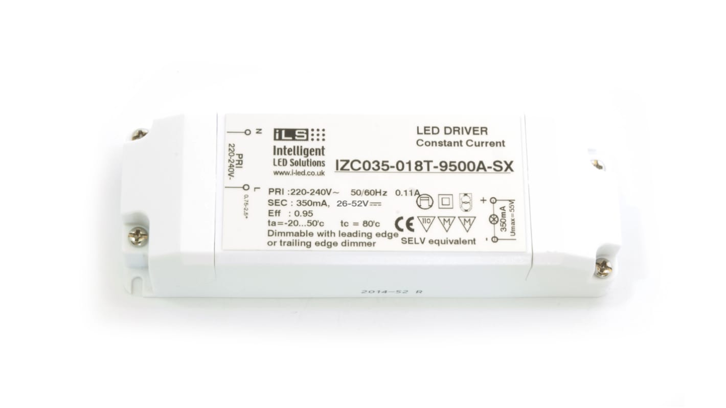 ILS LED meghajtó áramkör IZC035-018T-9500A-SX, kimeneti fesz,: 15 → 52V, 350mA, 18W, állandó áram