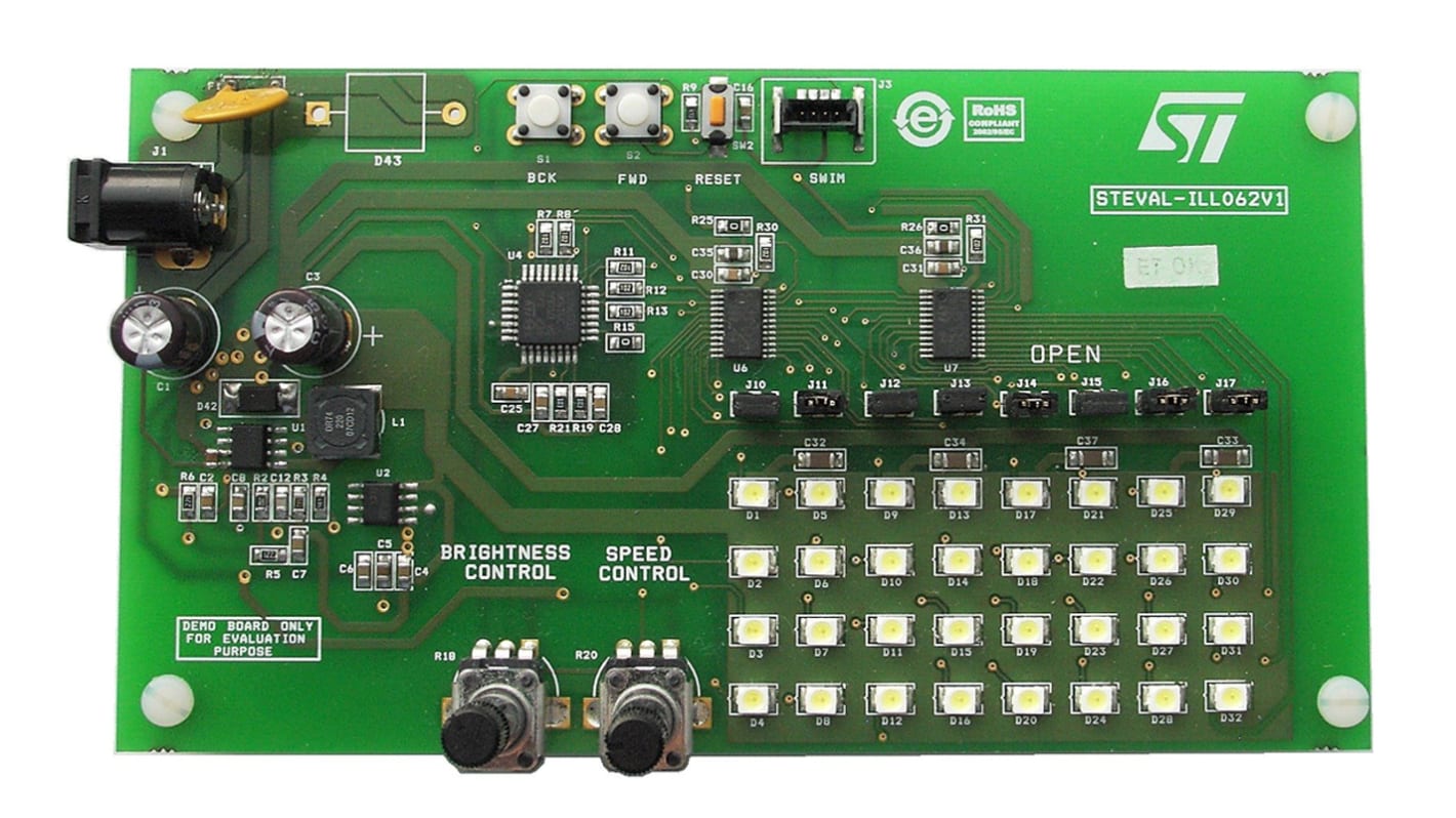 STMicroelectronics Evalueringskort LED-driver evalueringssæt STEVAL-ILL062V1 for STP16CPC26