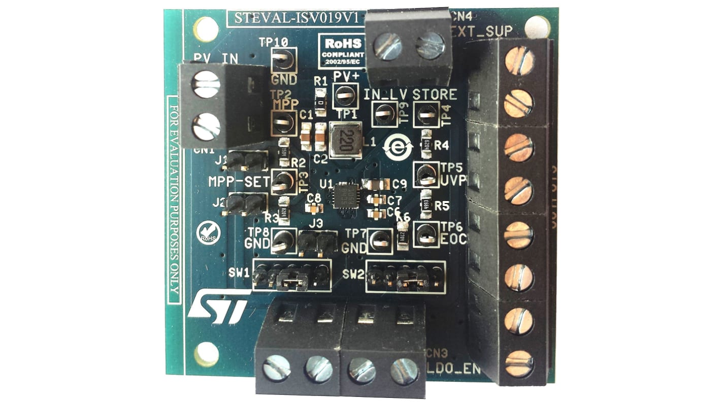 Placa de evaluación Cargador de batería, captación de energía STMicroelectronics - STEVAL-ISV019V1