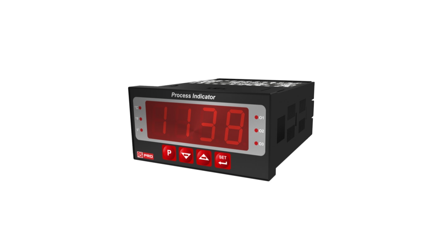 Controlador de temperatura ON/OFF RS PRO, 48 x 96mm, 100 → 240 V ac, 1 entrada Termopar de tipo K, 2 salidas Relé