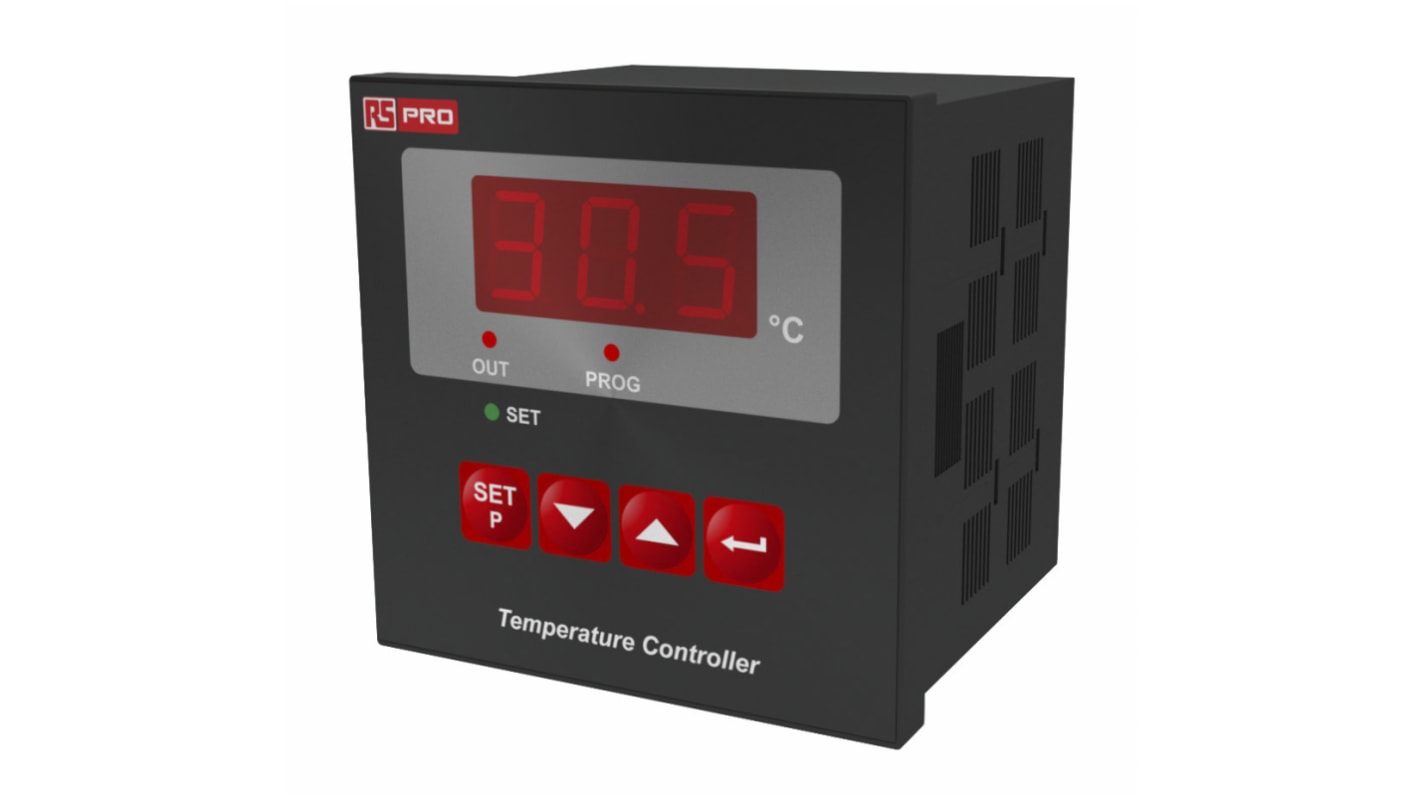 RS PRO On/off temperaturregulator med 1 Udgang Relæ Udgange, Størrelse: 72 x 72mm, 230 V ac