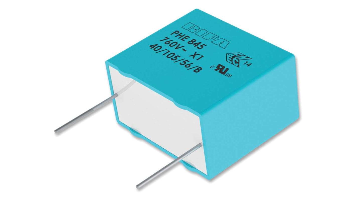 KEMET PHE845 Metallised Polypropylene Film Capacitor, 1.5 kV dc, 760 V ac, ±20%, 220nF, Through Hole