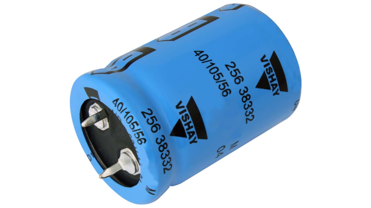 Condensador electrolítico Vishay serie 256, 22000μF, ±20%, 35V dc, de encaje a presión, 36 (Dia.) x 42mm, paso 10mm