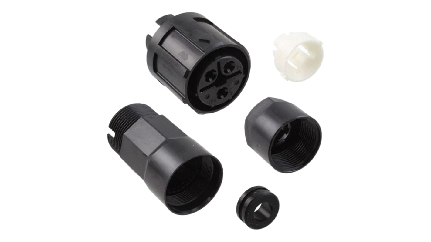 Conector circular Hirose macho serie HR41 de 3 vías hembra, tamaño carcasa 25, montaje aéreo, IP68