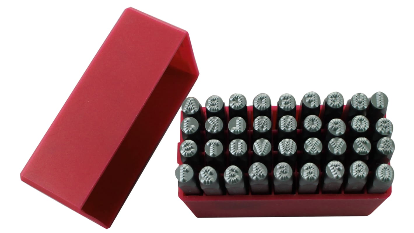 RS PRO 6mm x 36 Piece Engraving Letter Punch Set, (27 Pieces x Capital