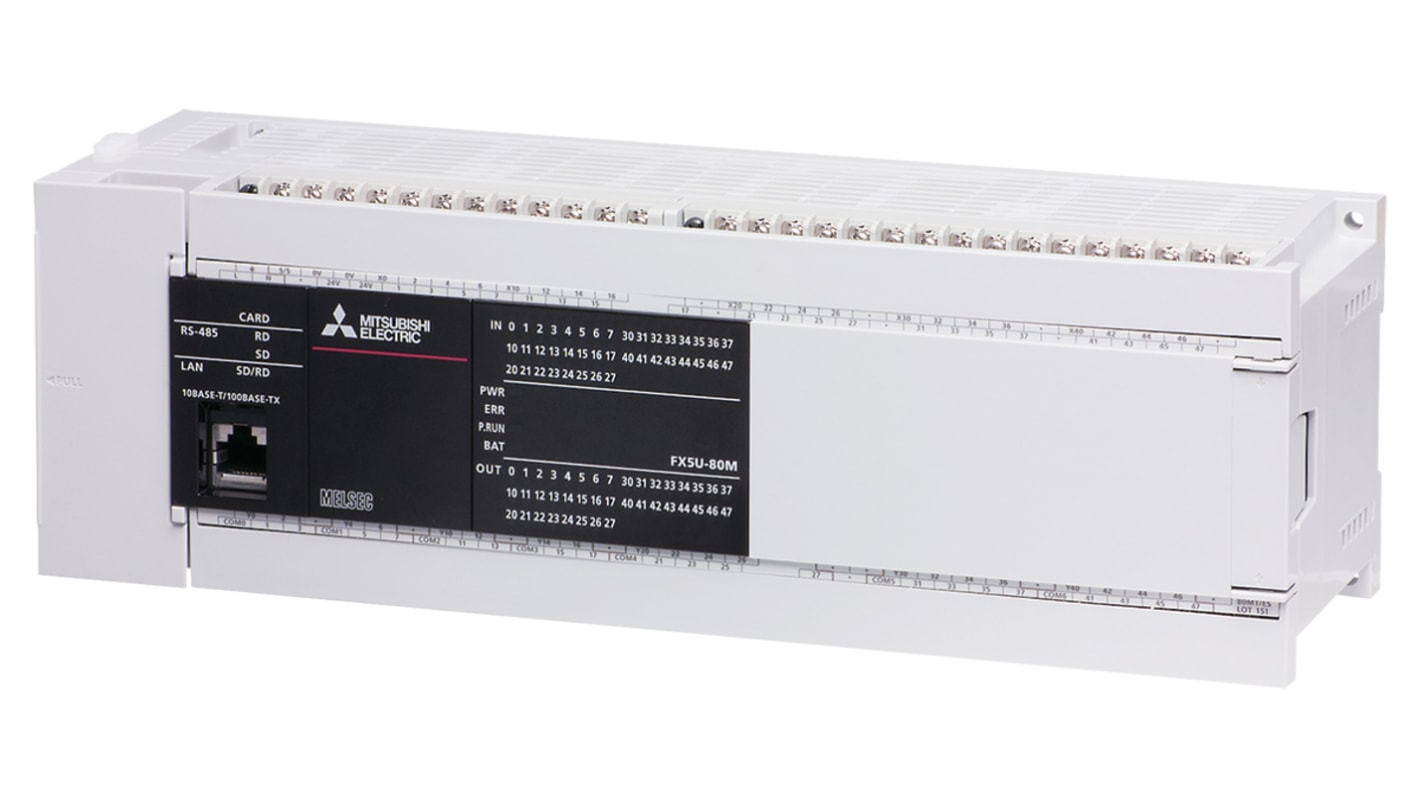 Controlador lógico Mitsubishi FX5U, 40 entradas tipo Disipación, fuente, 40 salidas tipo Relé, Transistor, comunicación