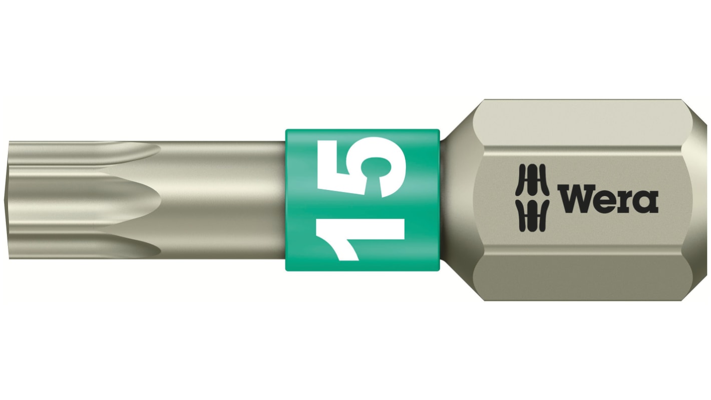 Embout de vissage Wera Torx, T15, L. 25 mm, Acier inoxydable