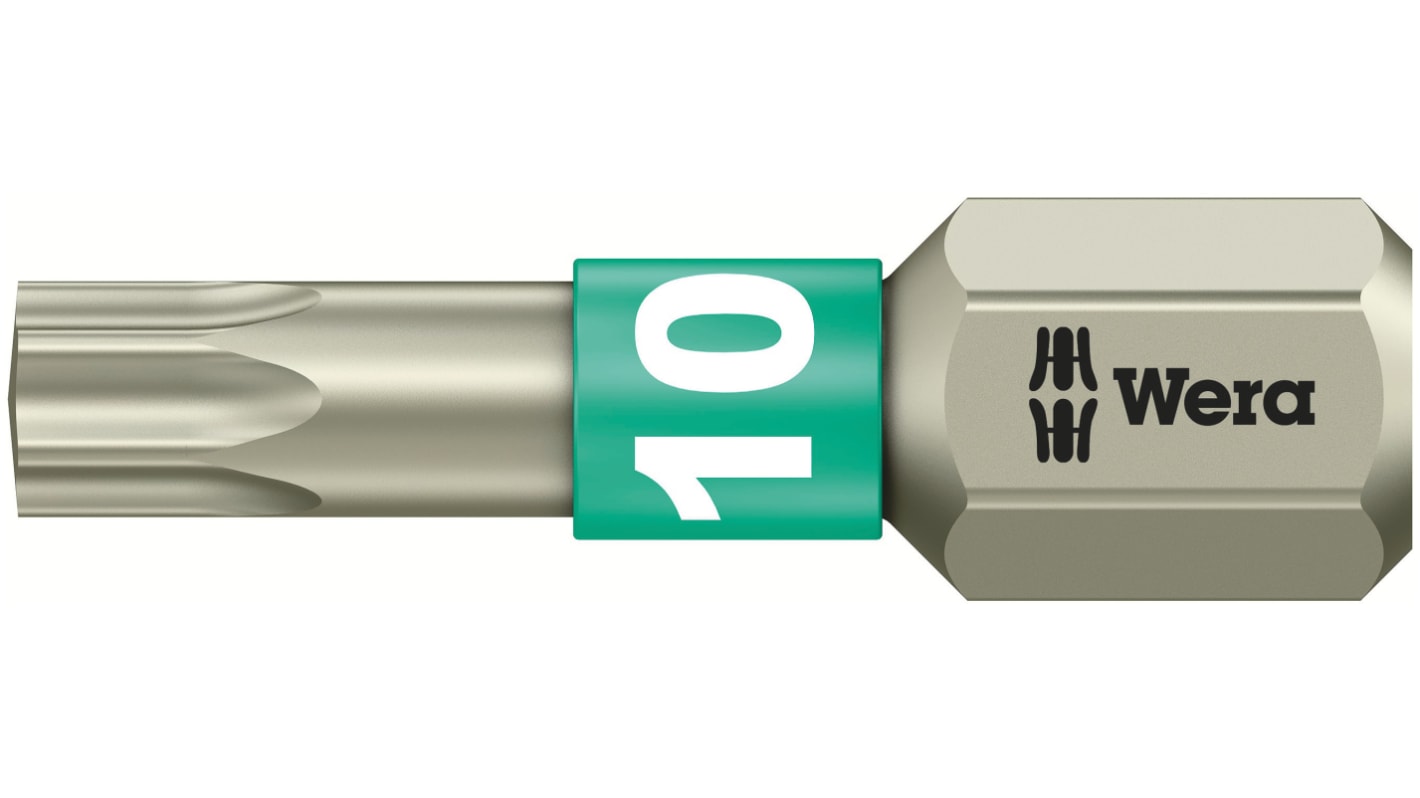 Wera Torx Screwdriver Bit, T10 Tip, 25 mm Overall