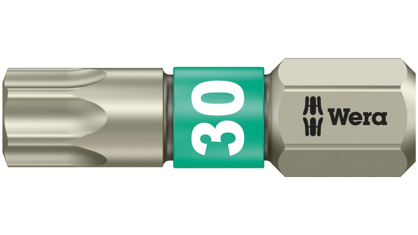 Wera Torx Screwdriver Bit, T30 Tip, 25 mm Overall