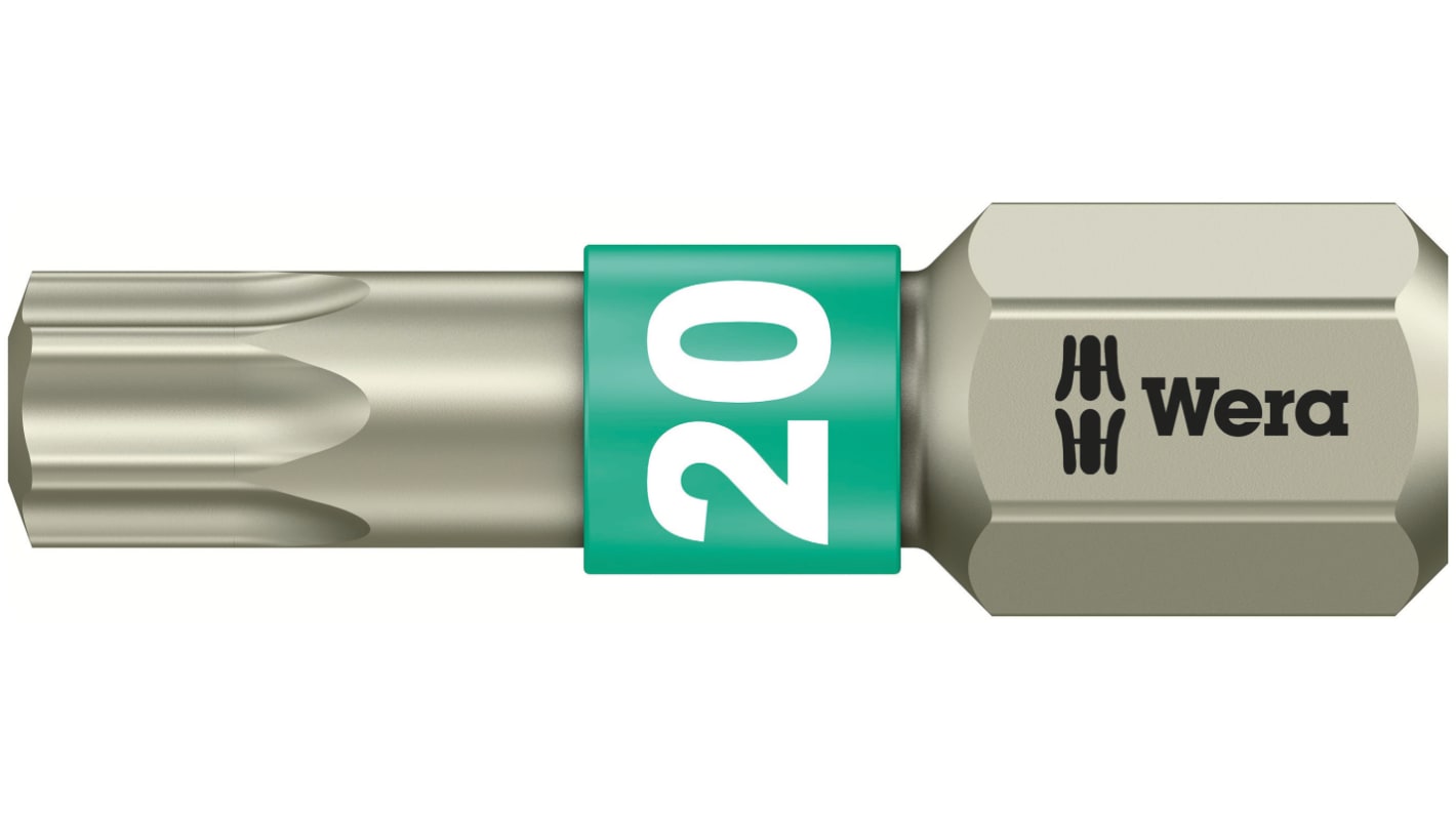 Wera Torx Screwdriver Bit, T20 Tip, 25 mm Overall