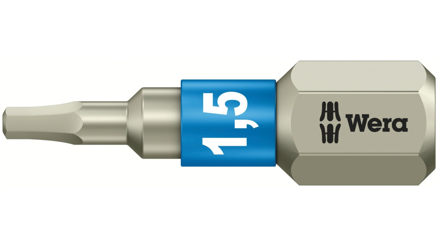 Punta de atornillar Wera, Hexagonal 1,5 mm de Acero Inoxidable