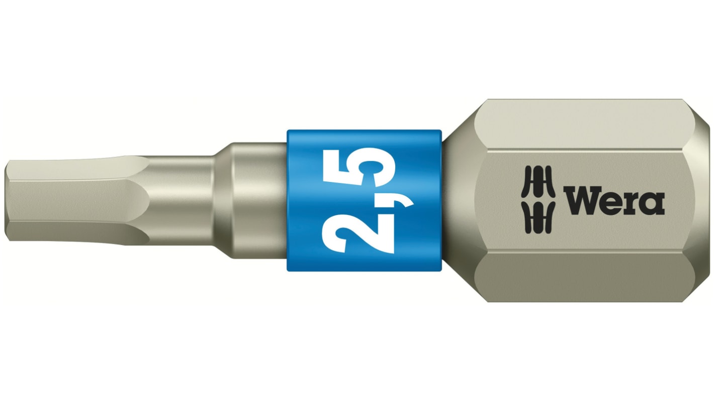 Wera 2,5 mm Schraubbit, Biteinsatz Edelstahl, 25 mm