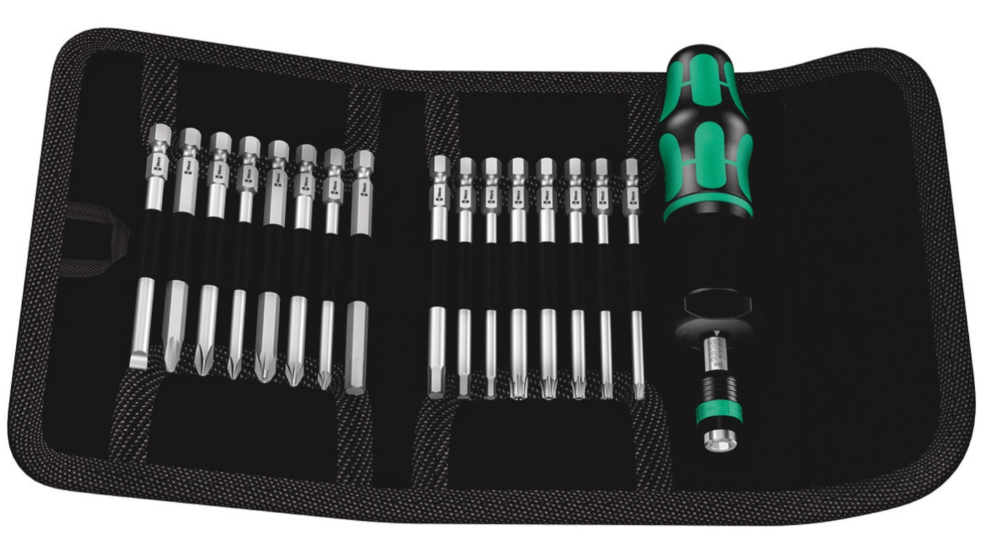 Wera Drehmoment-Schraubendreher- und Bitsatz, 1.2 → 3Nm / ±6 %, Länge 155 mm (Sechskant-Bit), 89 mm (Bits)