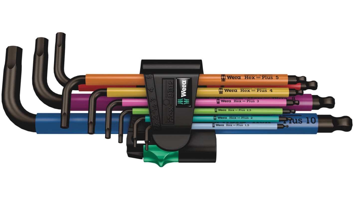 Wera 9 piece L Shape Metric Hex Key Set, 1.5 → 10mm